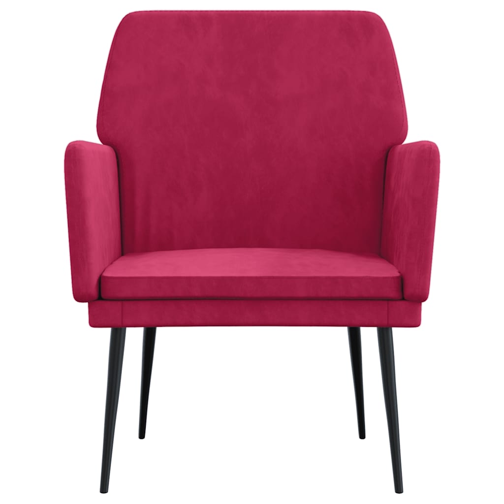 lænestol 62x79x79 cm velour vinrød