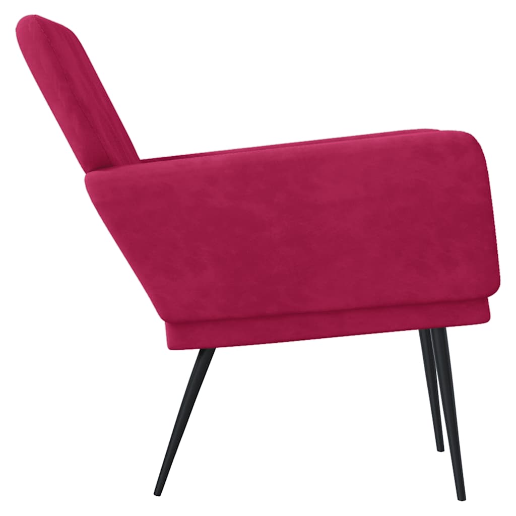 lænestol 62x79x79 cm velour vinrød