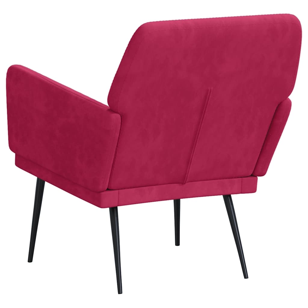 lænestol 62x79x79 cm velour vinrød