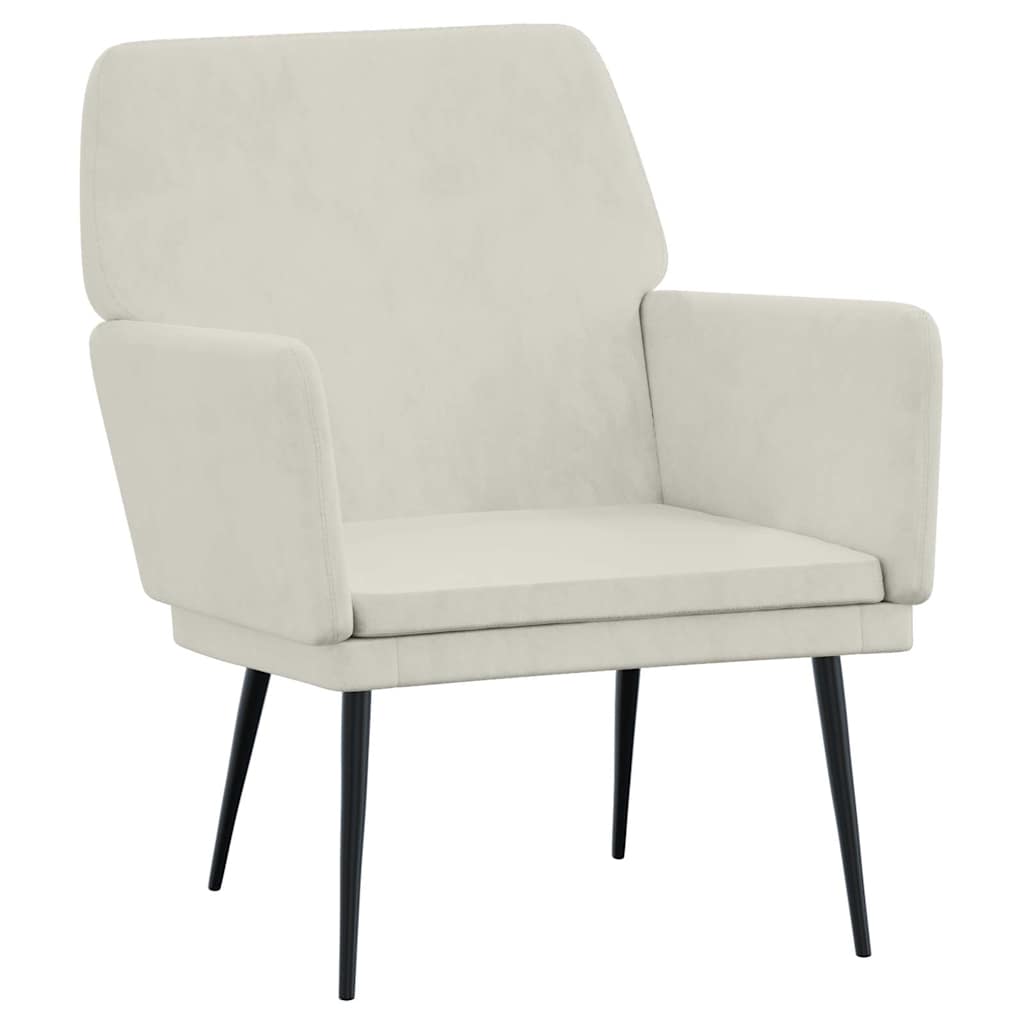 lænestol 62x79x79 cm velour cremefarvet