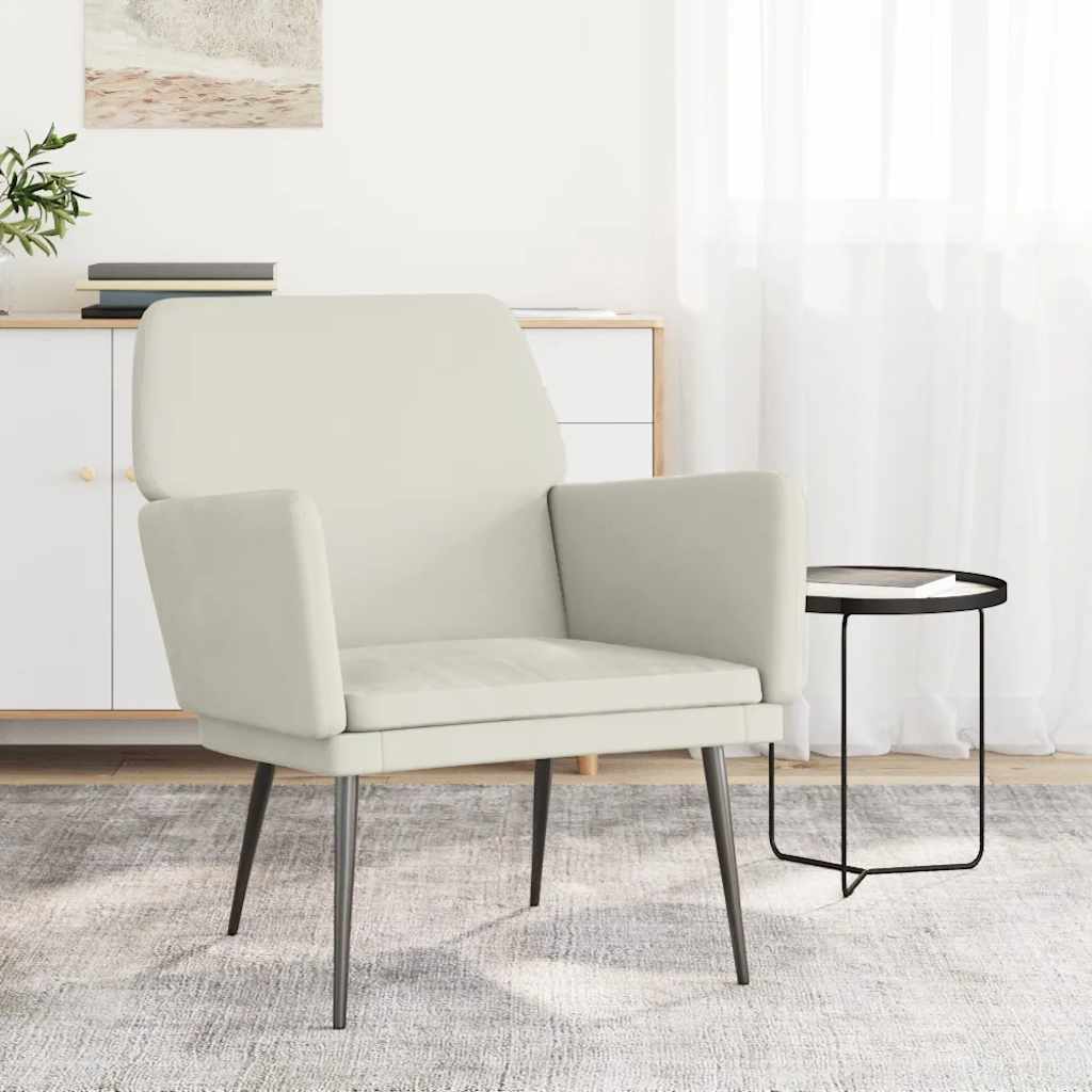 lænestol 62x79x79 cm velour cremefarvet