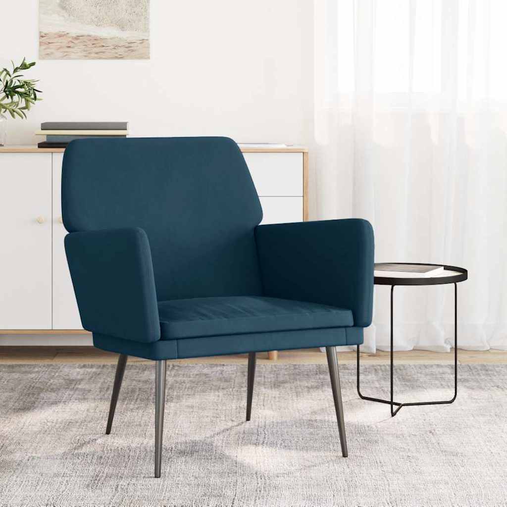 lænestol 62x79x79 cm velour blå