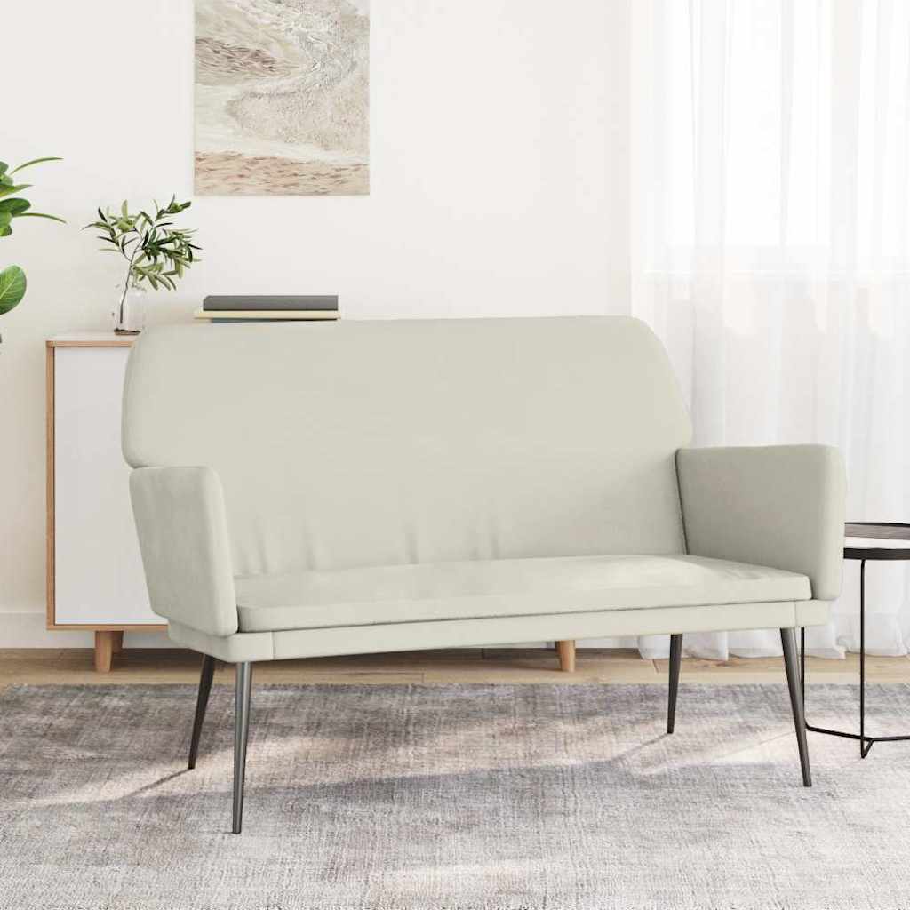 bænk 108x79x79 cm velour cremefarvet