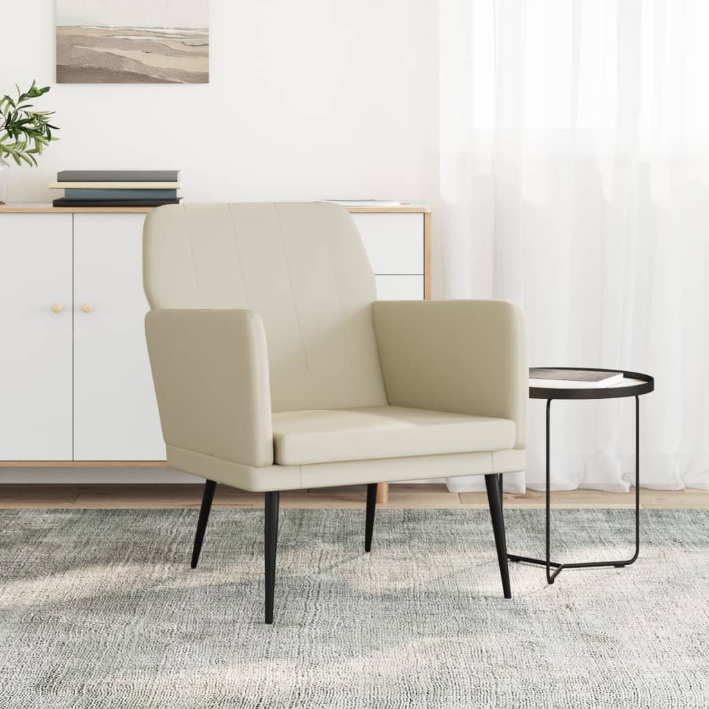 lænestol 61x78x80 cm kunstlæder cremefarvet