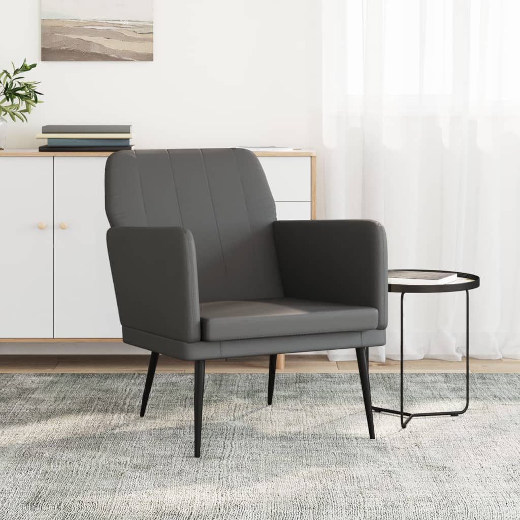 lænestol 61x78x80 cm kunstlæder grå