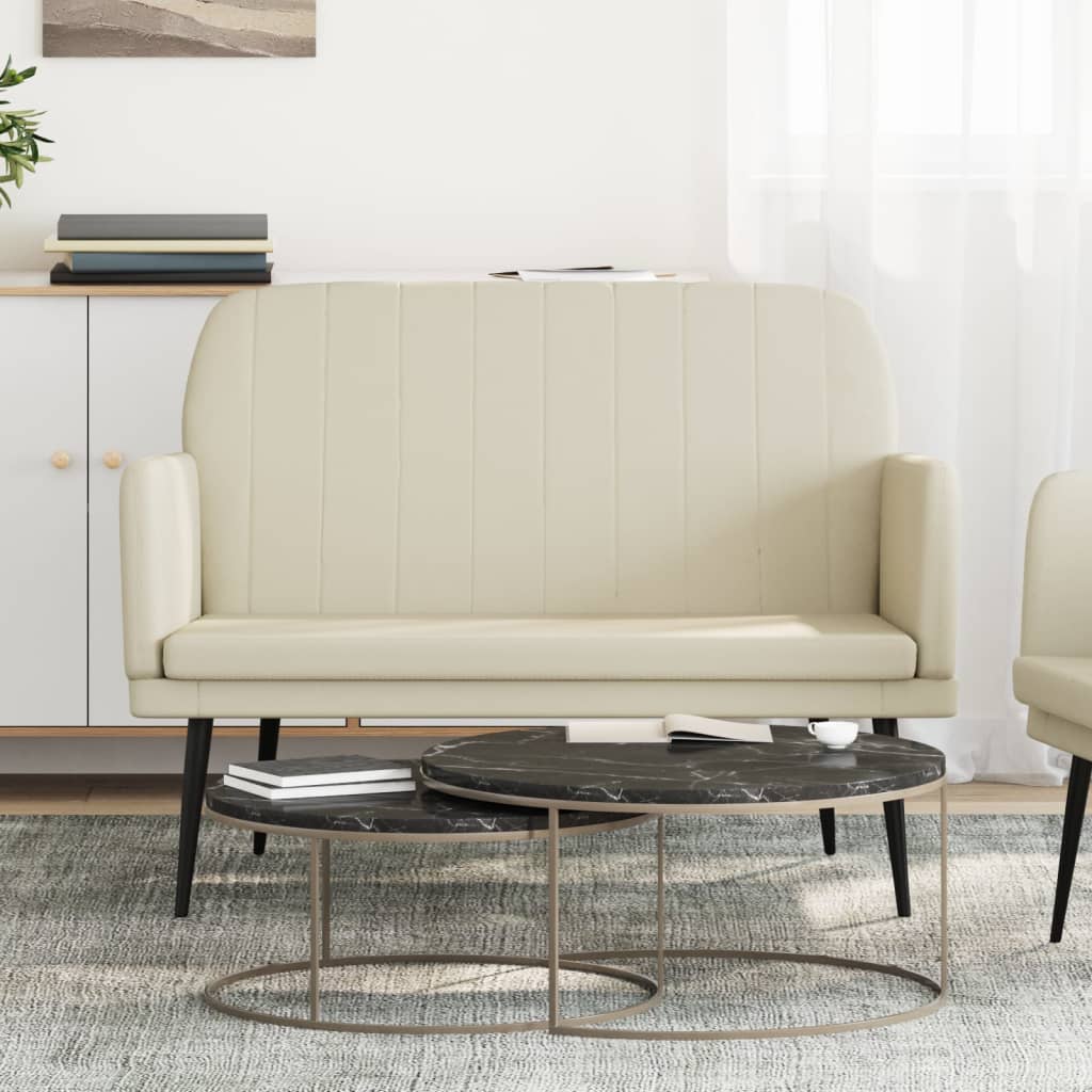 bænk 107x80x81 cm kunstlæder cremefarvet