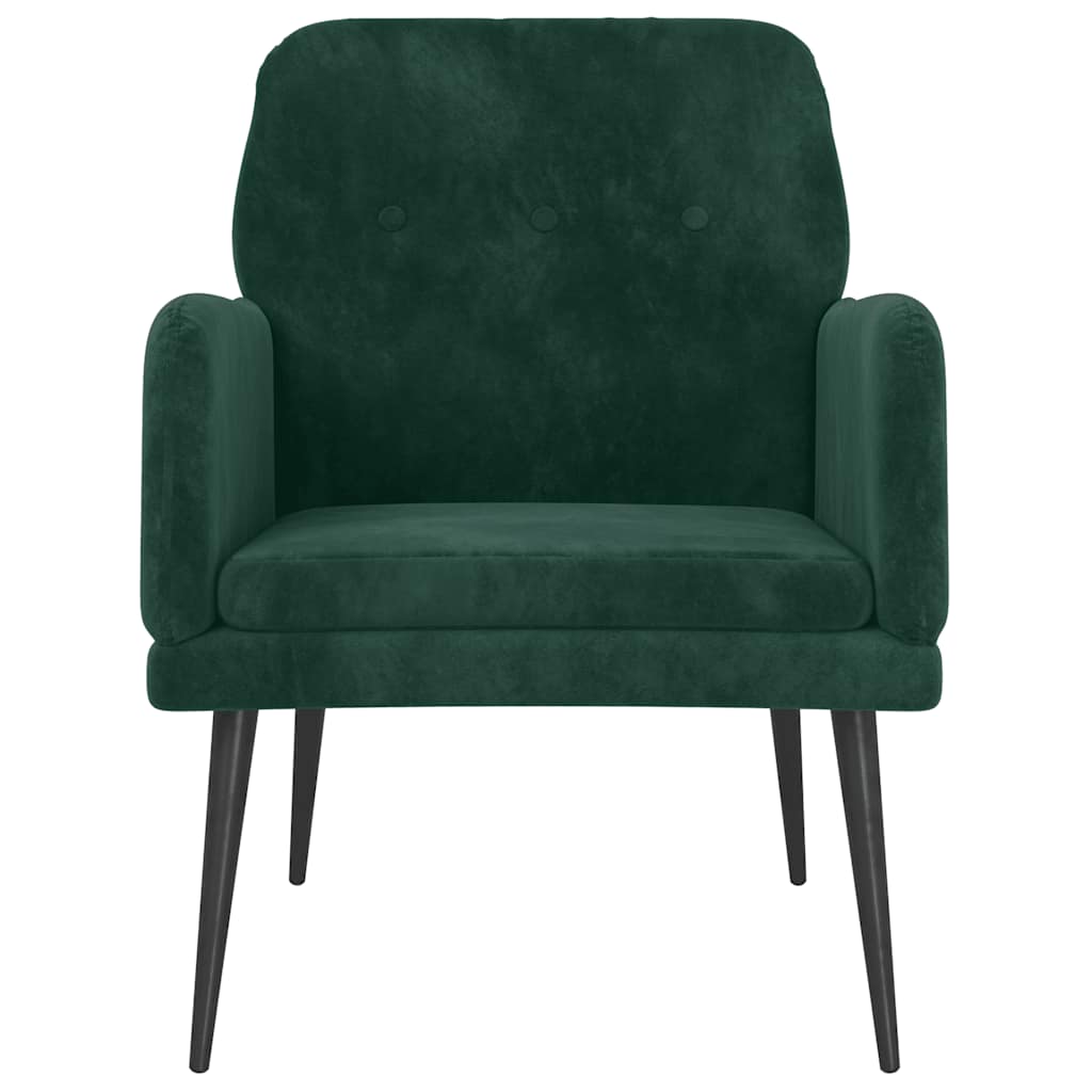 lænestol 62x79x79 cm velour mørkegrøn