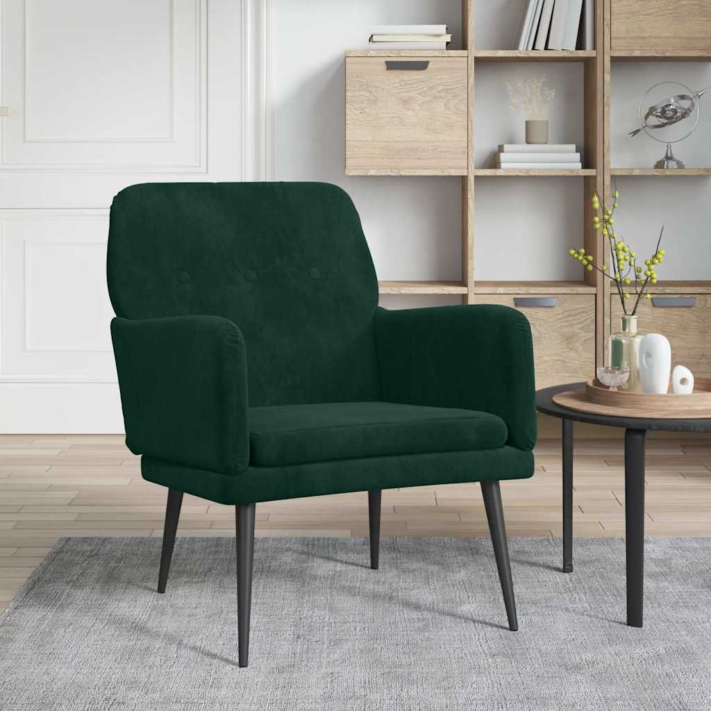 lænestol 62x79x79 cm velour mørkegrøn