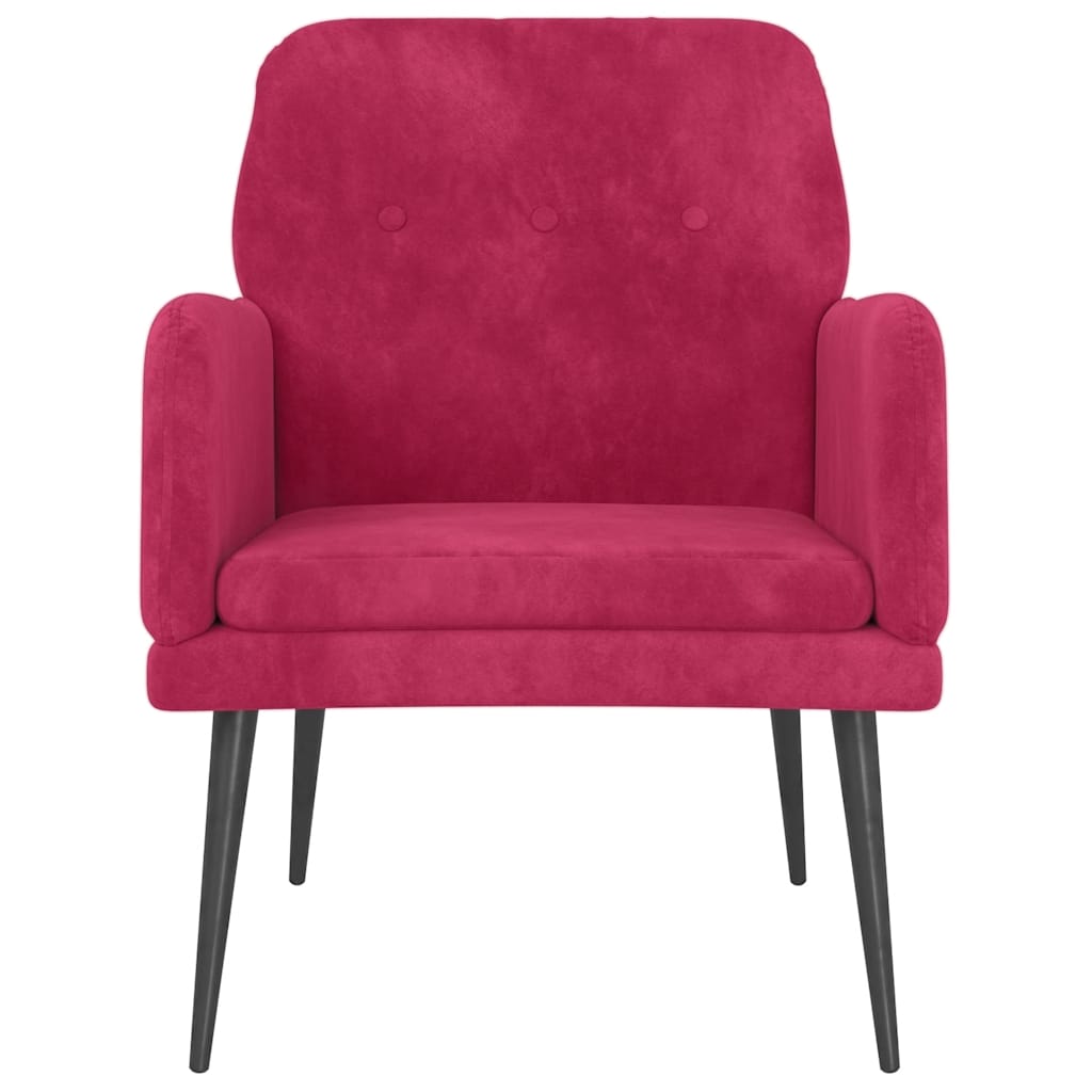 lænestol 62x79x79 cm velour vinrød