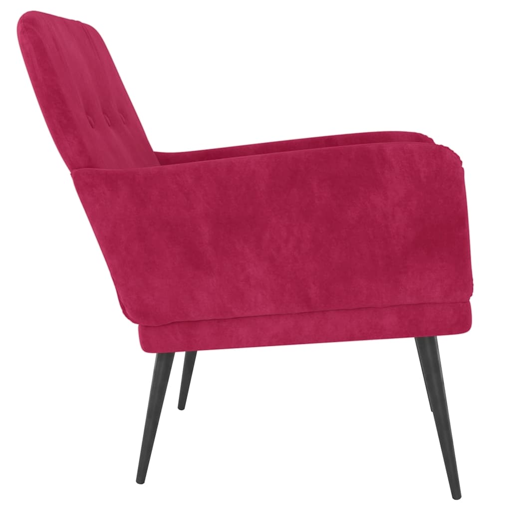 lænestol 62x79x79 cm velour vinrød