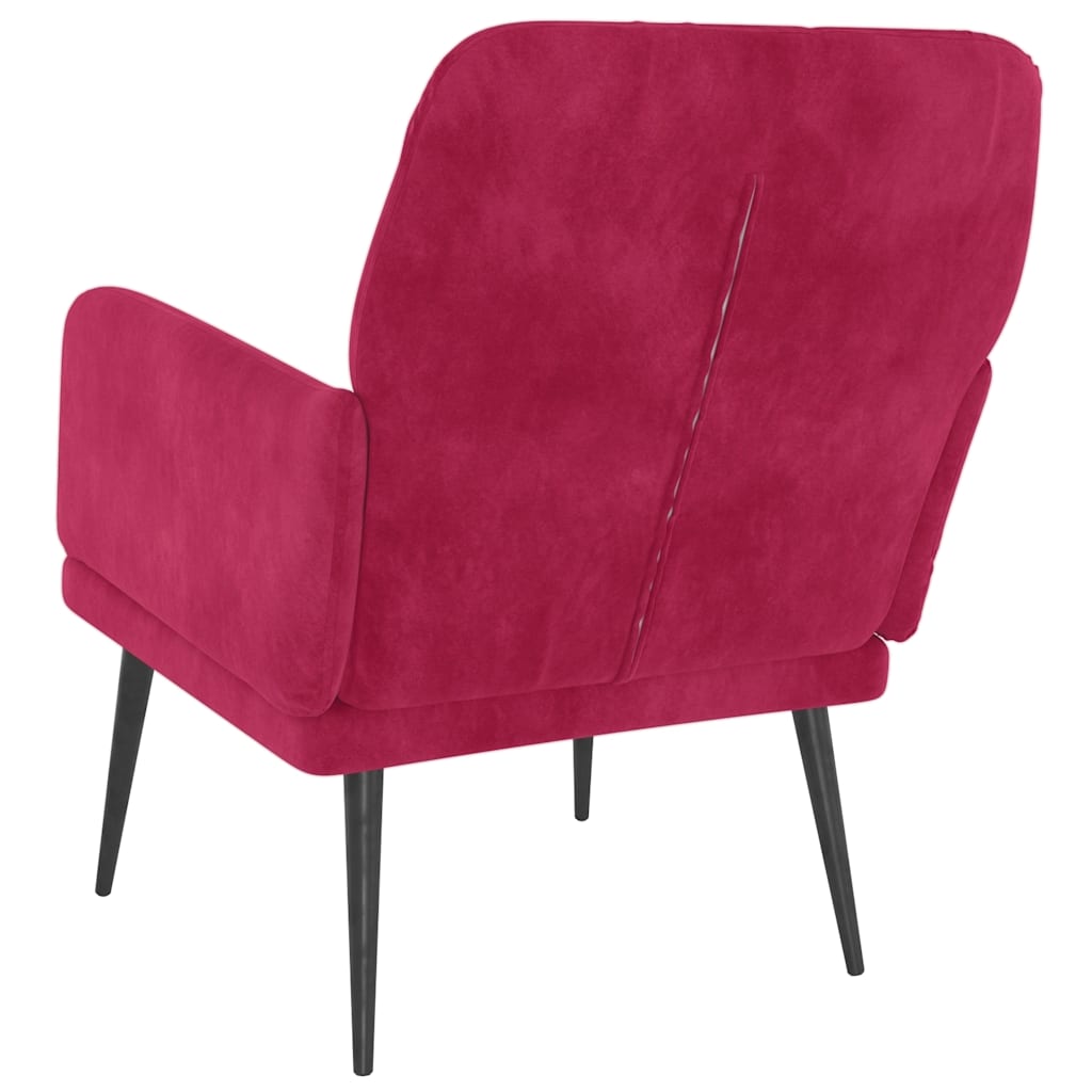 lænestol 62x79x79 cm velour vinrød