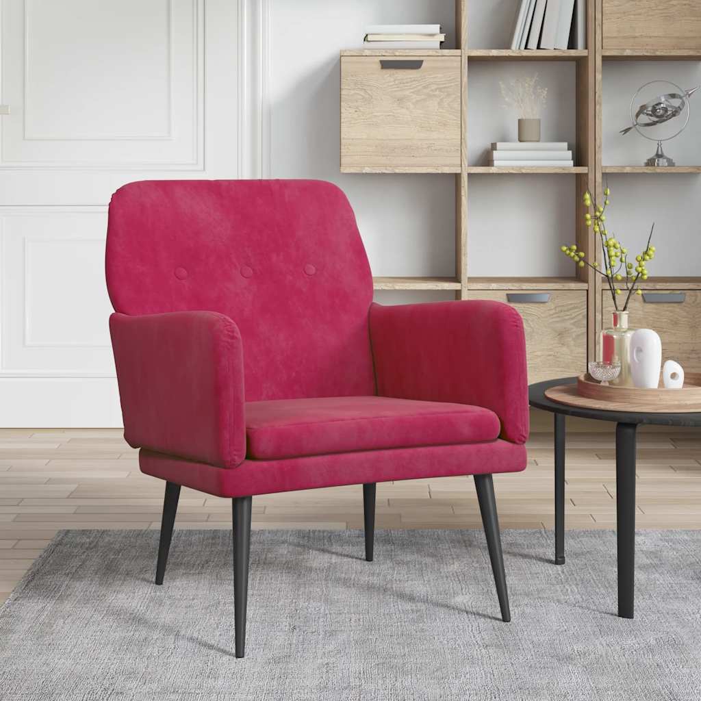 lænestol 62x79x79 cm velour vinrød