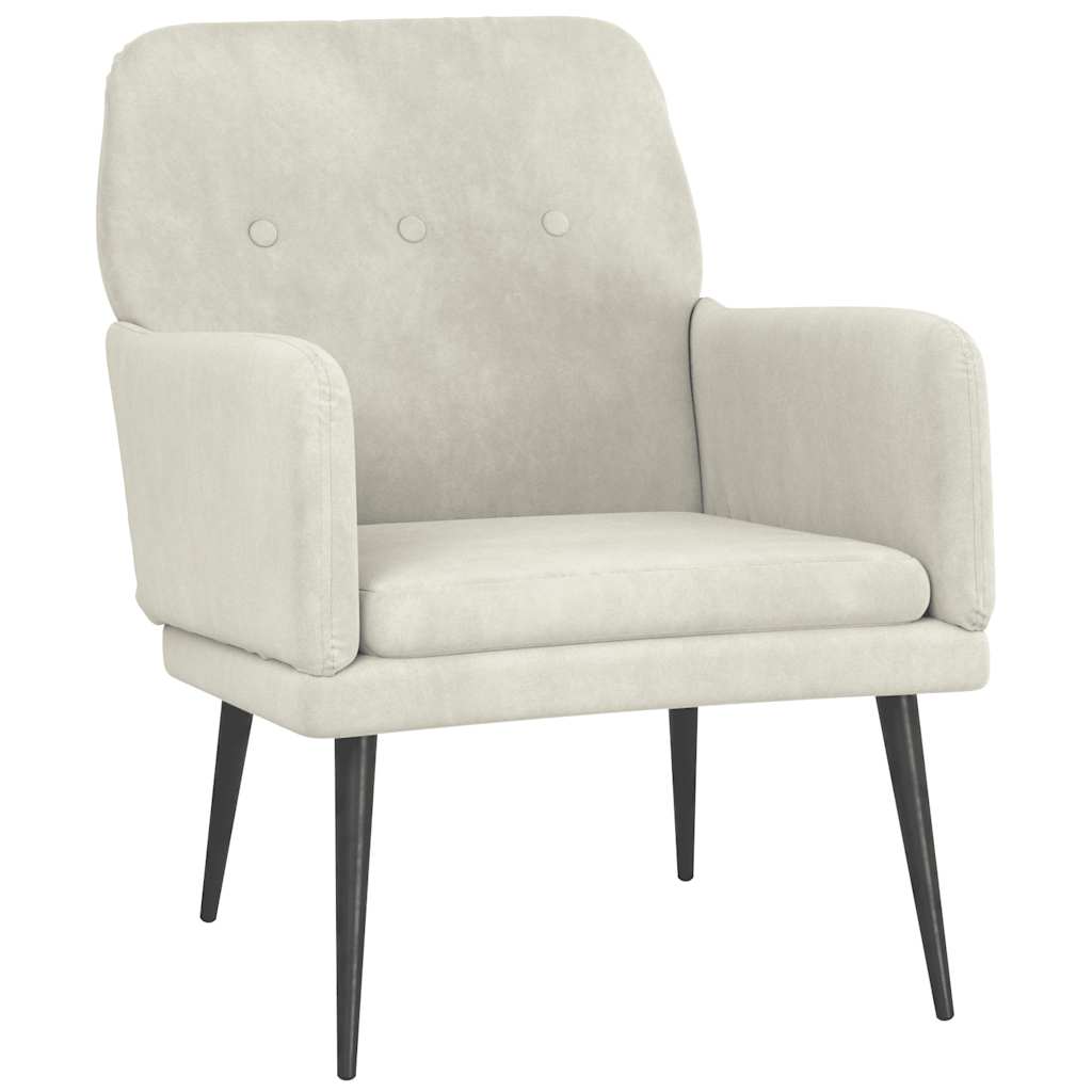 lænestol 62x79x79 cm velour cremefarvet