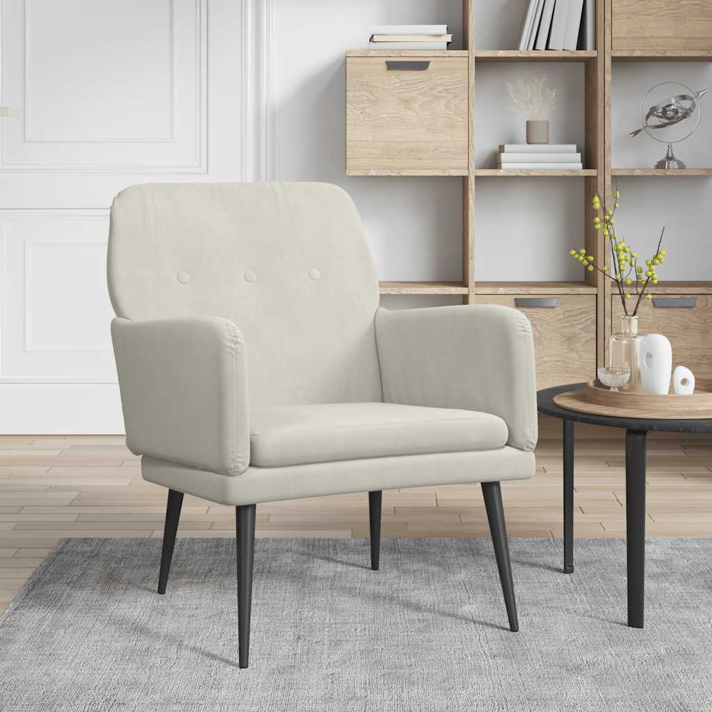 lænestol 62x79x79 cm velour cremefarvet
