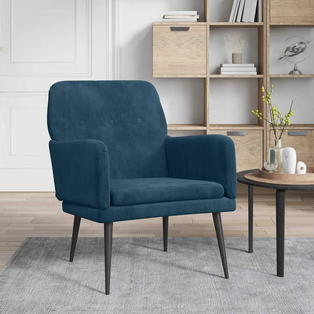 lænestol 62x79x79 cm velour blå