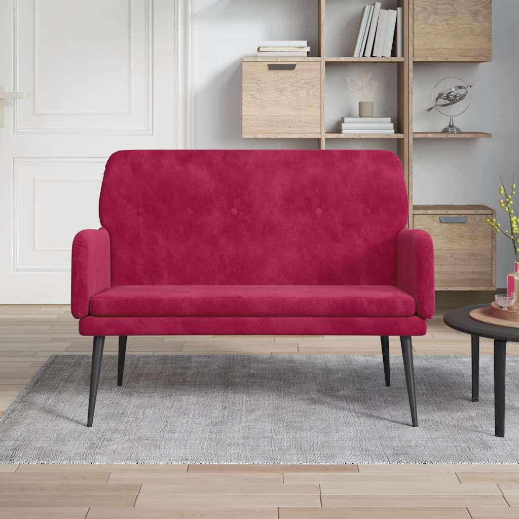 bænk 108x79x79 cm velour vinrød