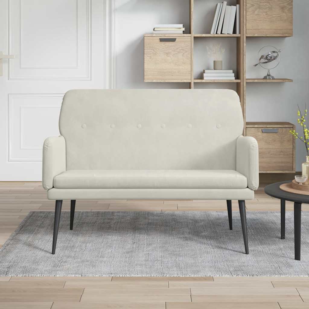 bænk 108x79x79 cm velour cremefarvet