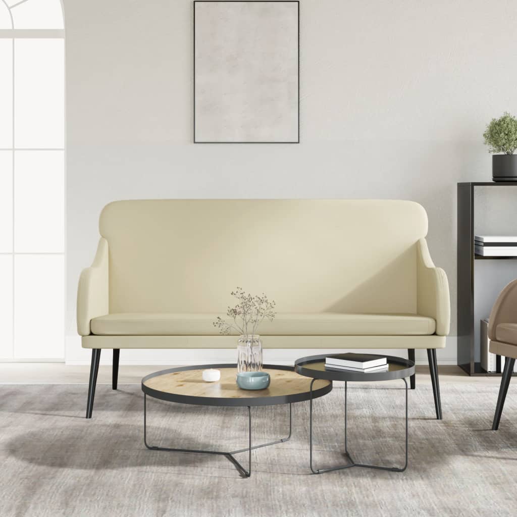 bænk 110x76x80 cm kunstlæder cremefarvet