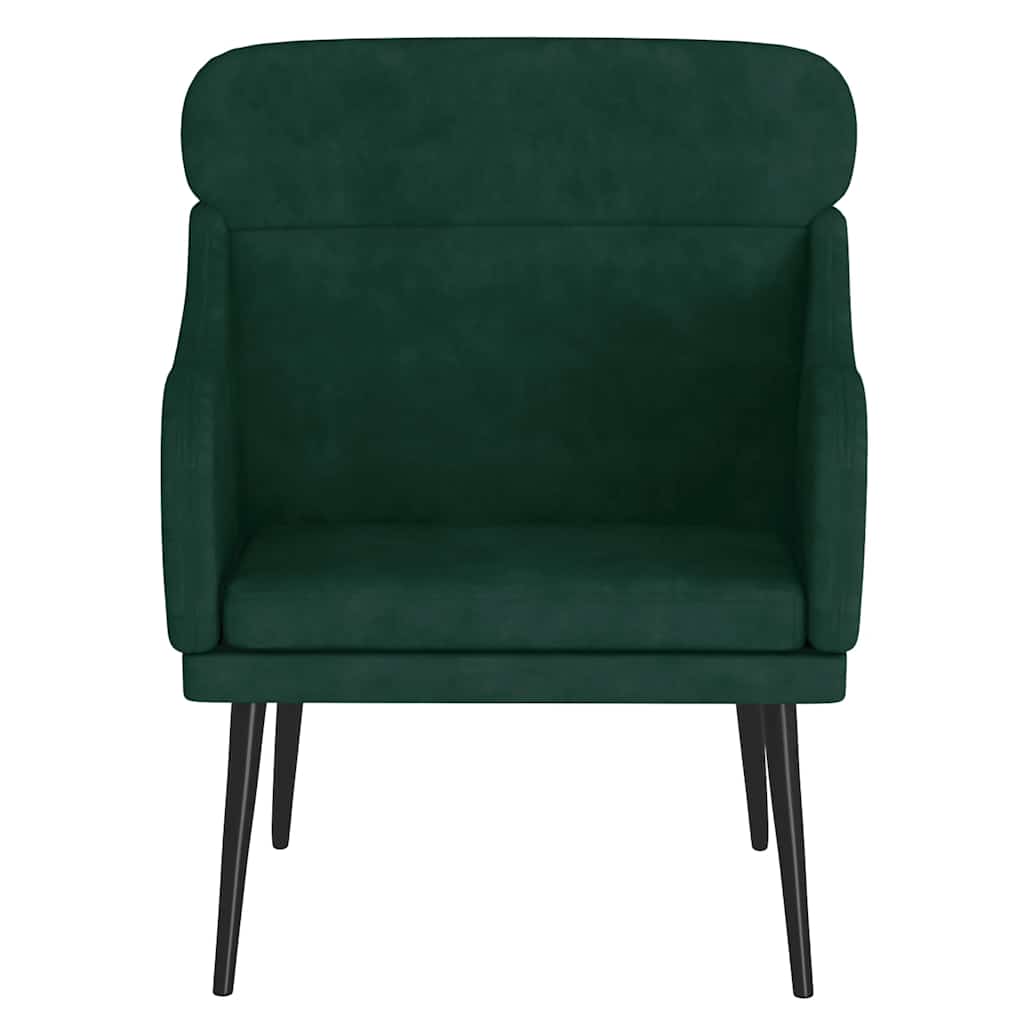 lænestol 63x76x80 cm velour mørkegrøn