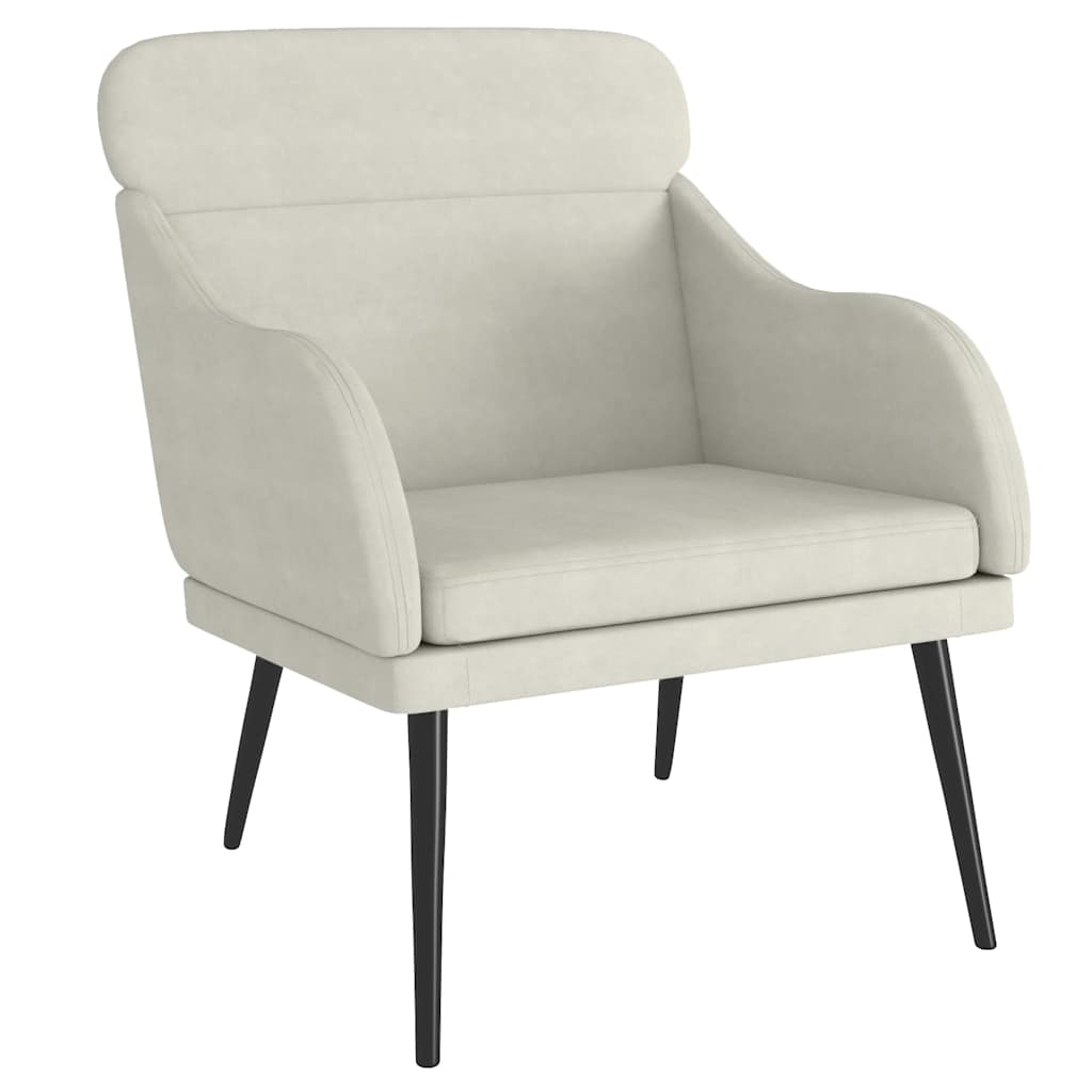 lænestol 63x76x80 cm velour cremefarvet