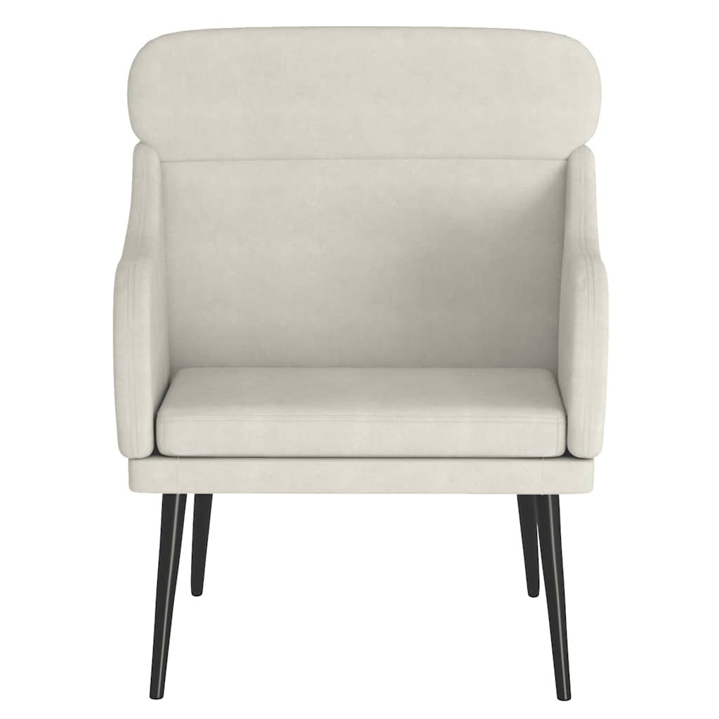 lænestol 63x76x80 cm velour cremefarvet
