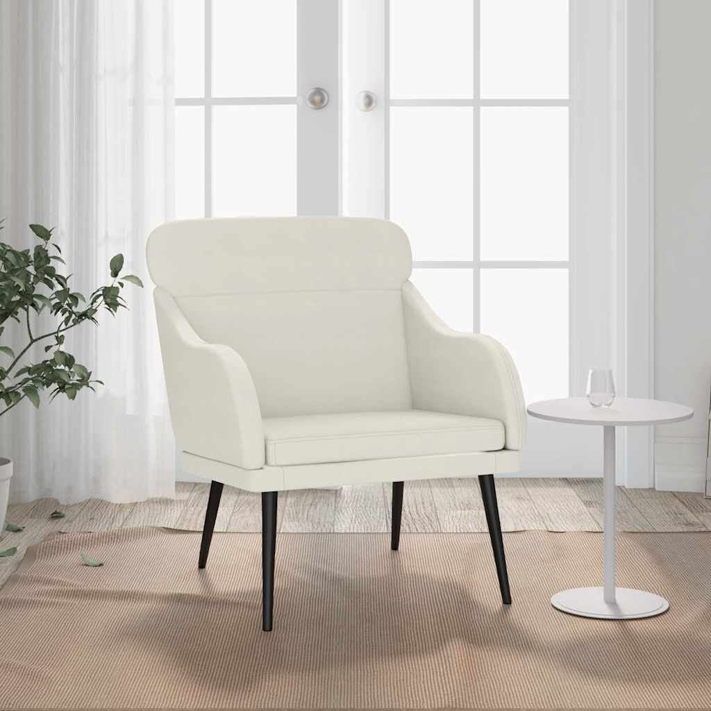 lænestol 63x76x80 cm velour cremefarvet