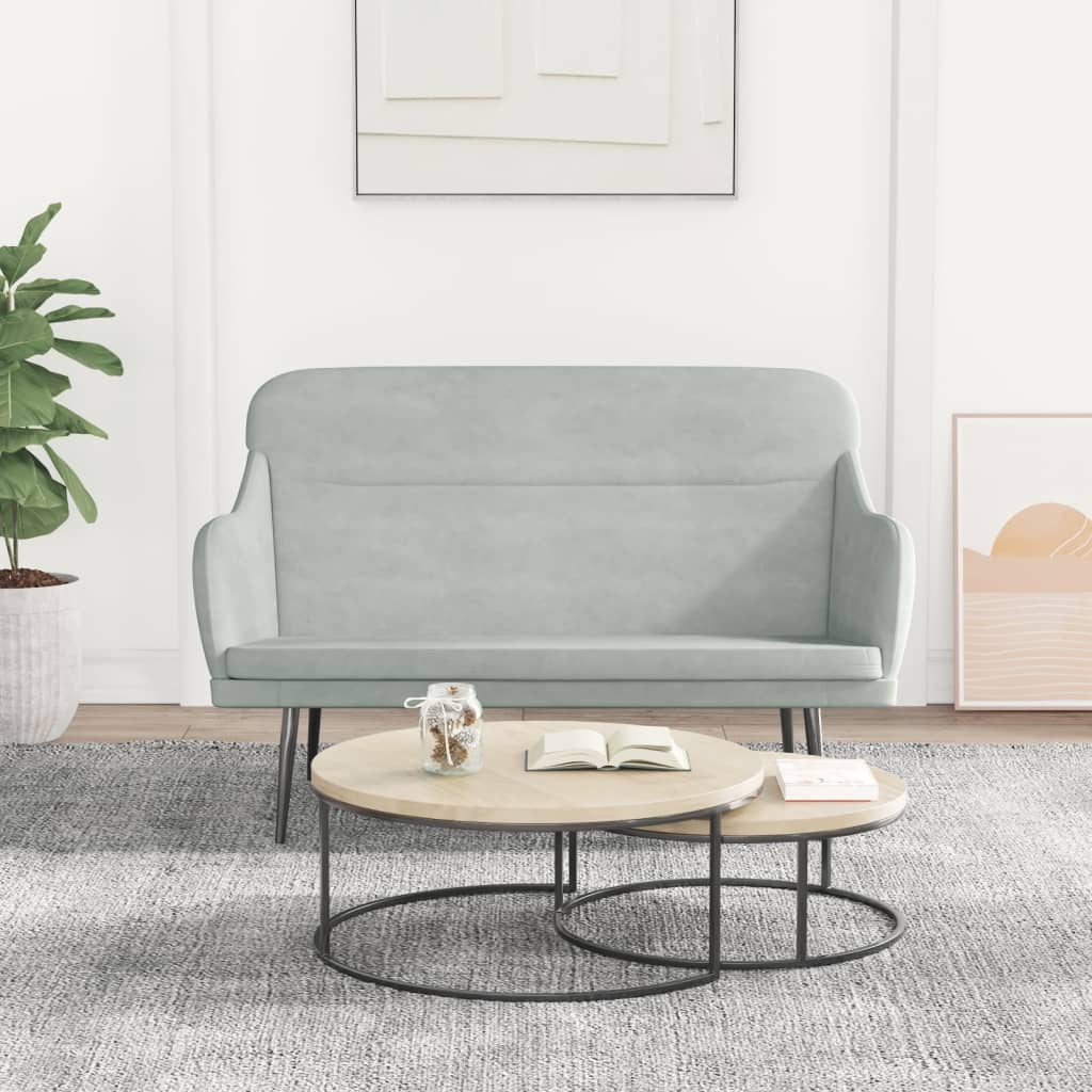 bænk 110x76x80 cm velour lysegrå