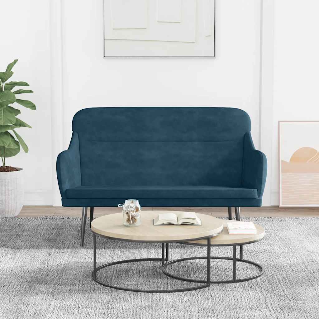 bænk 110x76x80 cm velour blå