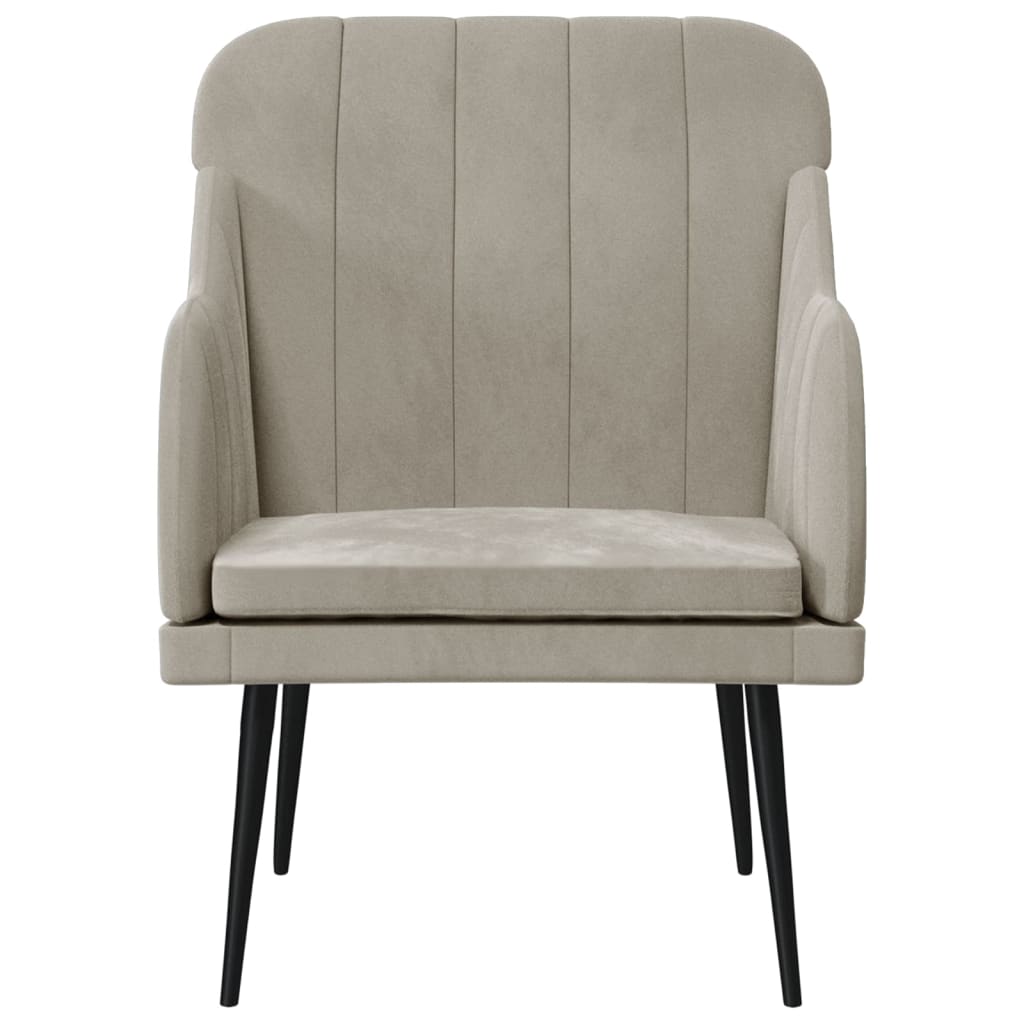 lænestol 63x76x80 cm velour lysegrå