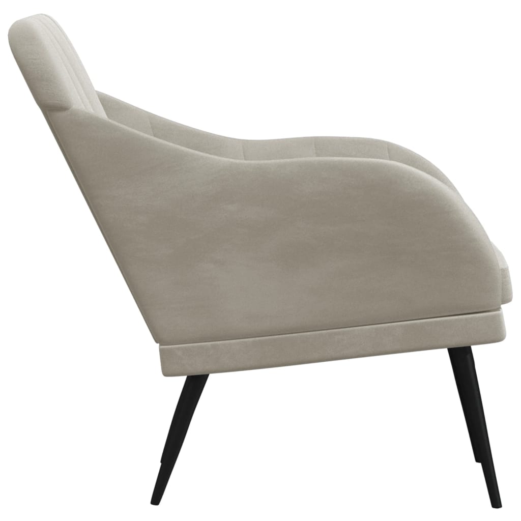 lænestol 63x76x80 cm velour lysegrå
