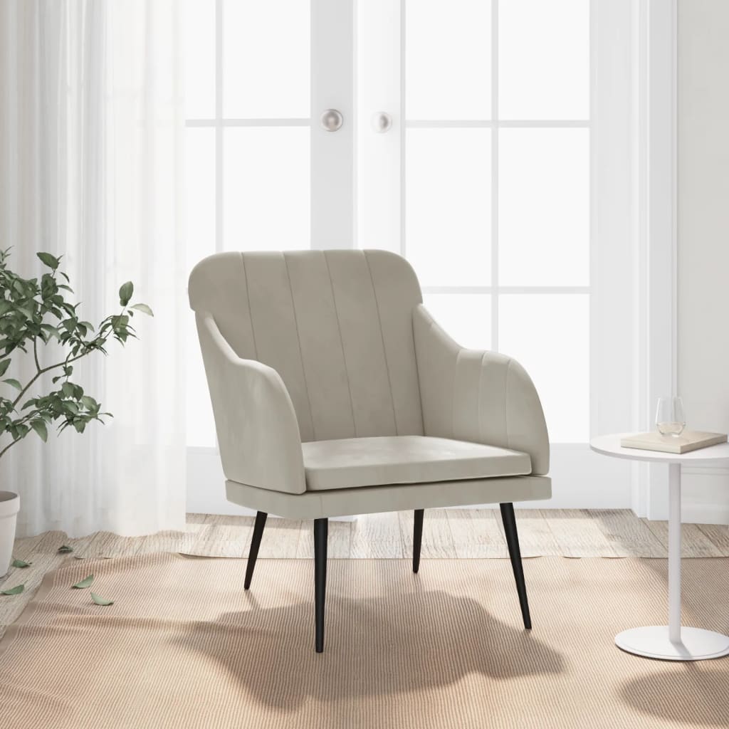 lænestol 63x76x80 cm velour lysegrå