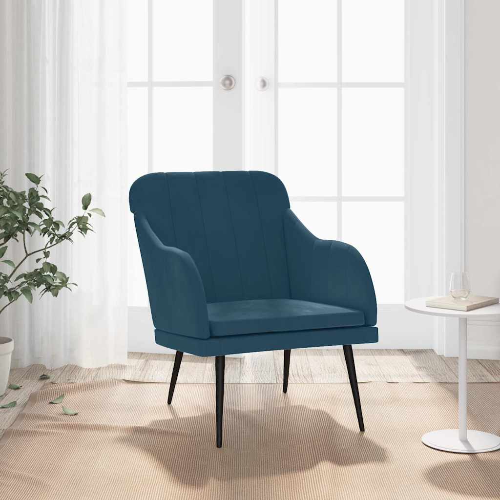 lænestol 63x76x80 cm velour blå