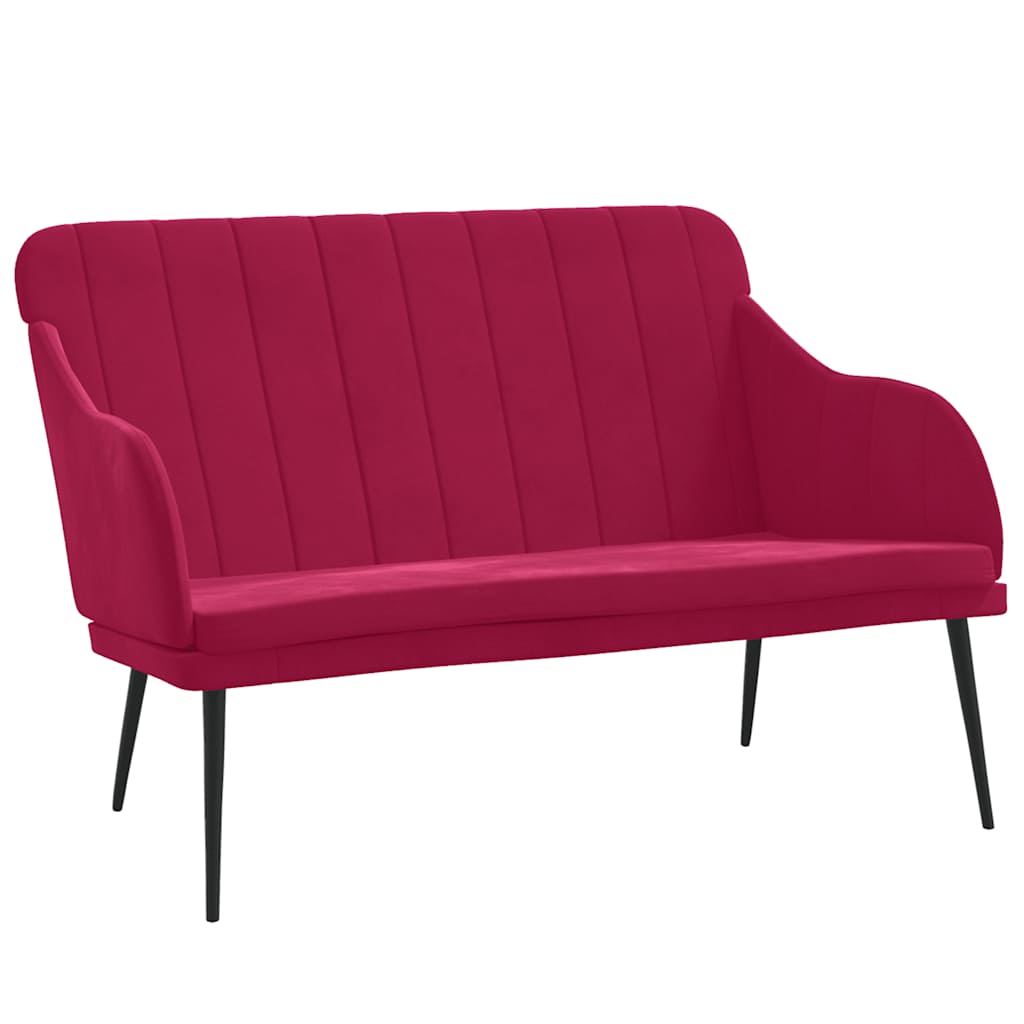bænk 110x76x80 cm velour vinrød