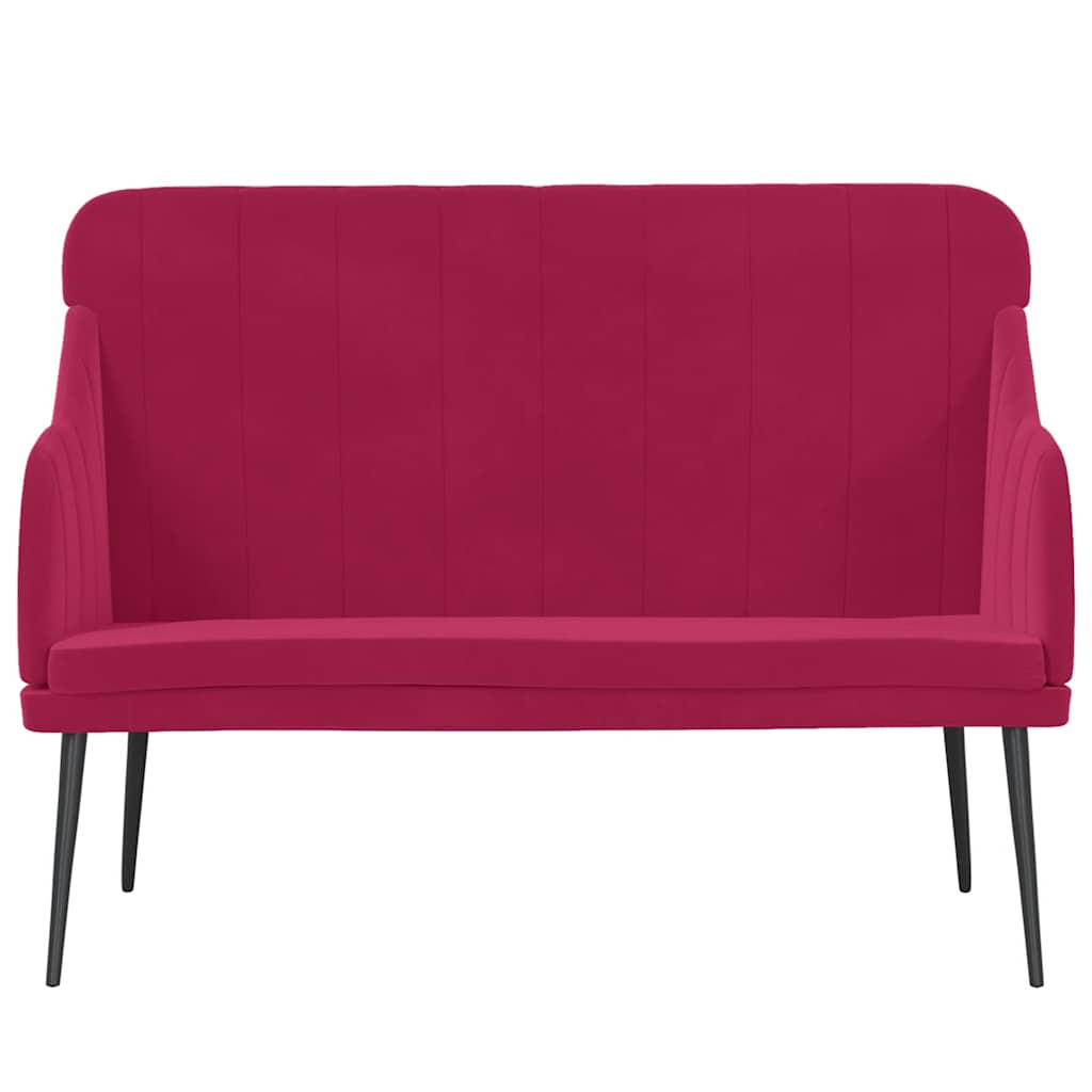 bænk 110x76x80 cm velour vinrød