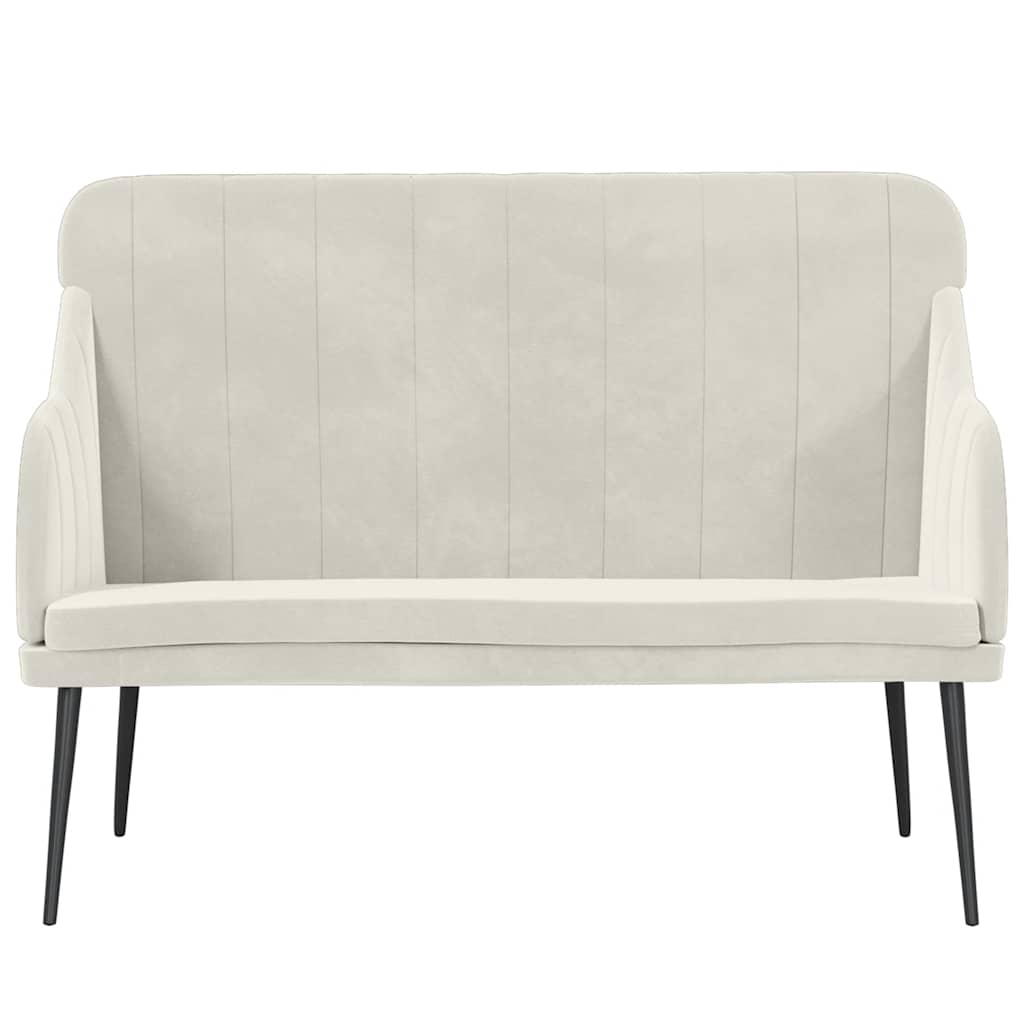 bænk 110x76x80 cm velour cremefarvet