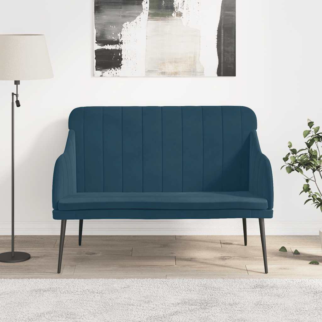 bænk 110x76x80 cm velour blå