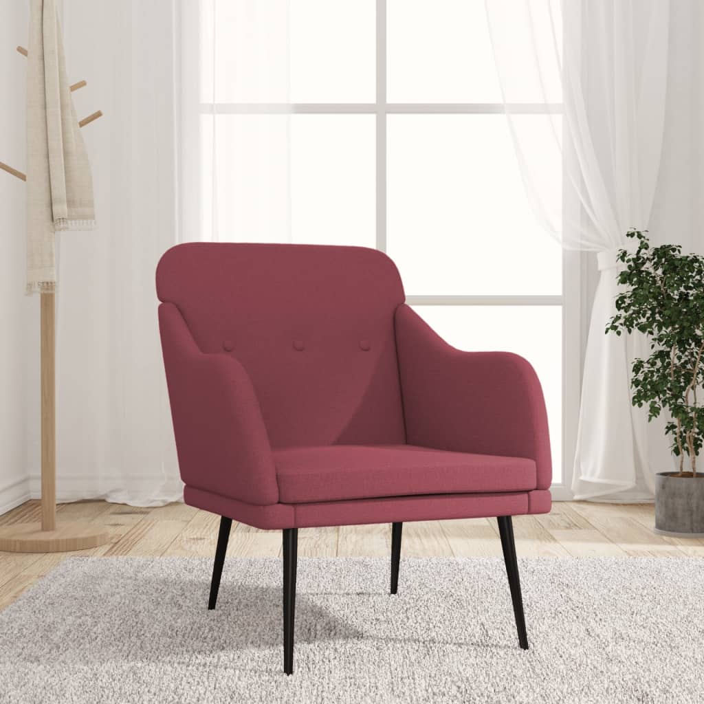 lænestol 63x76x80 cm stof vinrød