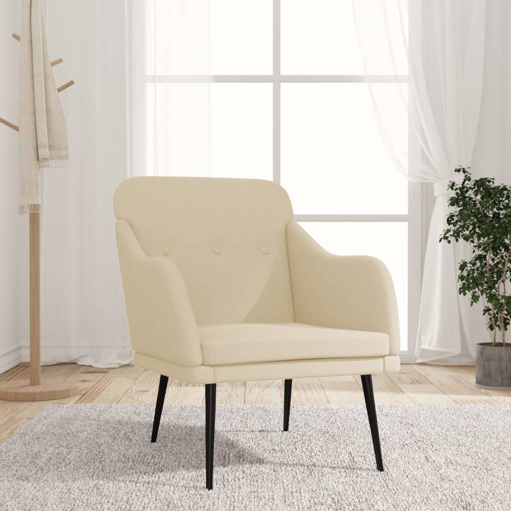lænestol 63x76x80 cm stof cremefarvet