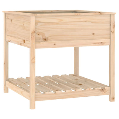plantekasse med hylde 82,5x82,5x81 cm massivt fyrretræ