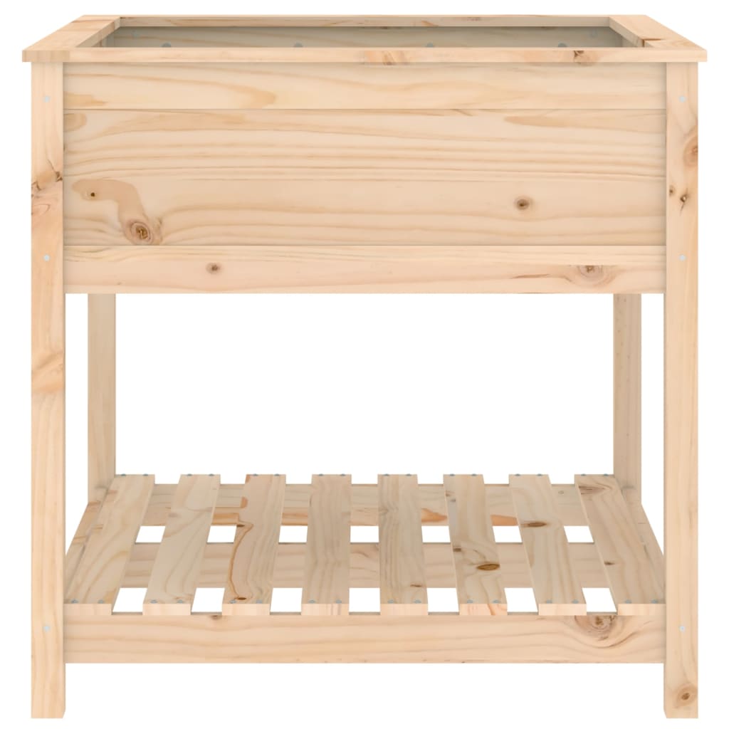 plantekasse med hylde 82,5x82,5x81 cm massivt fyrretræ