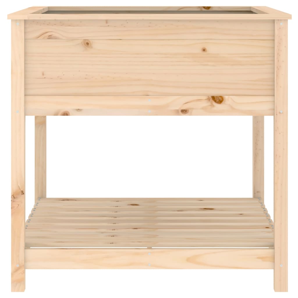 plantekasse med hylde 82,5x82,5x81 cm massivt fyrretræ