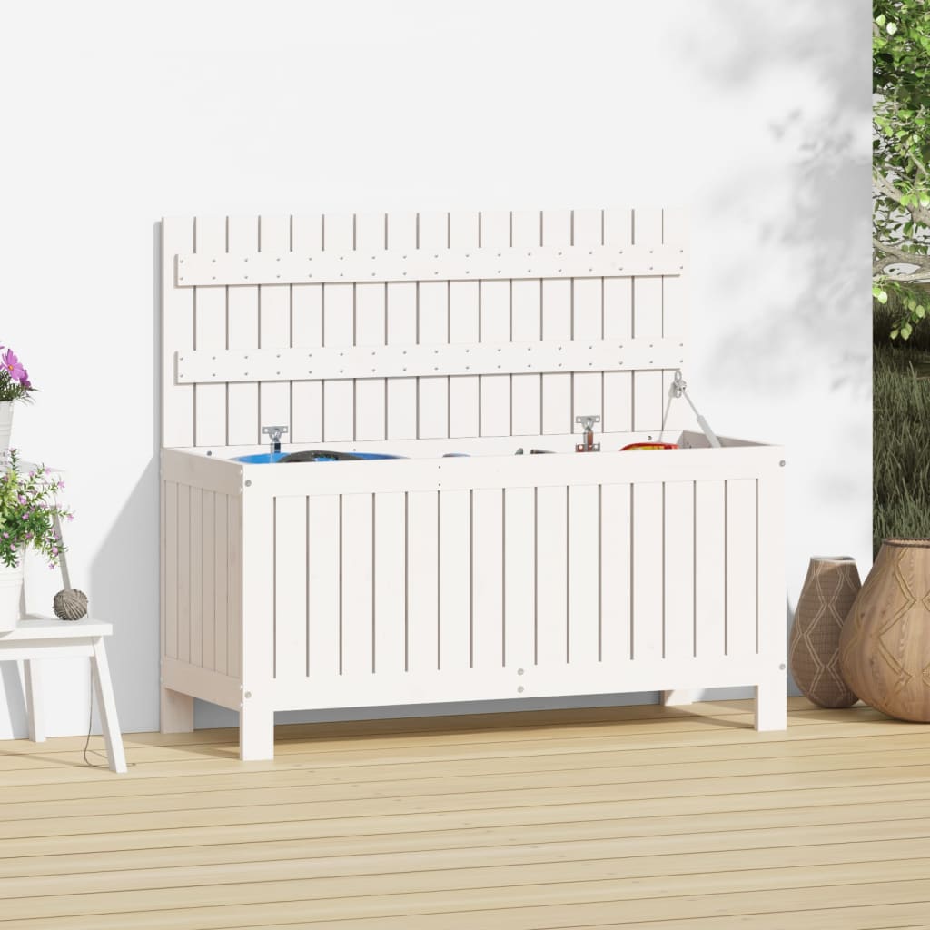 havekasse 108x42,5x54 cm massivt fyrretræ hvid
