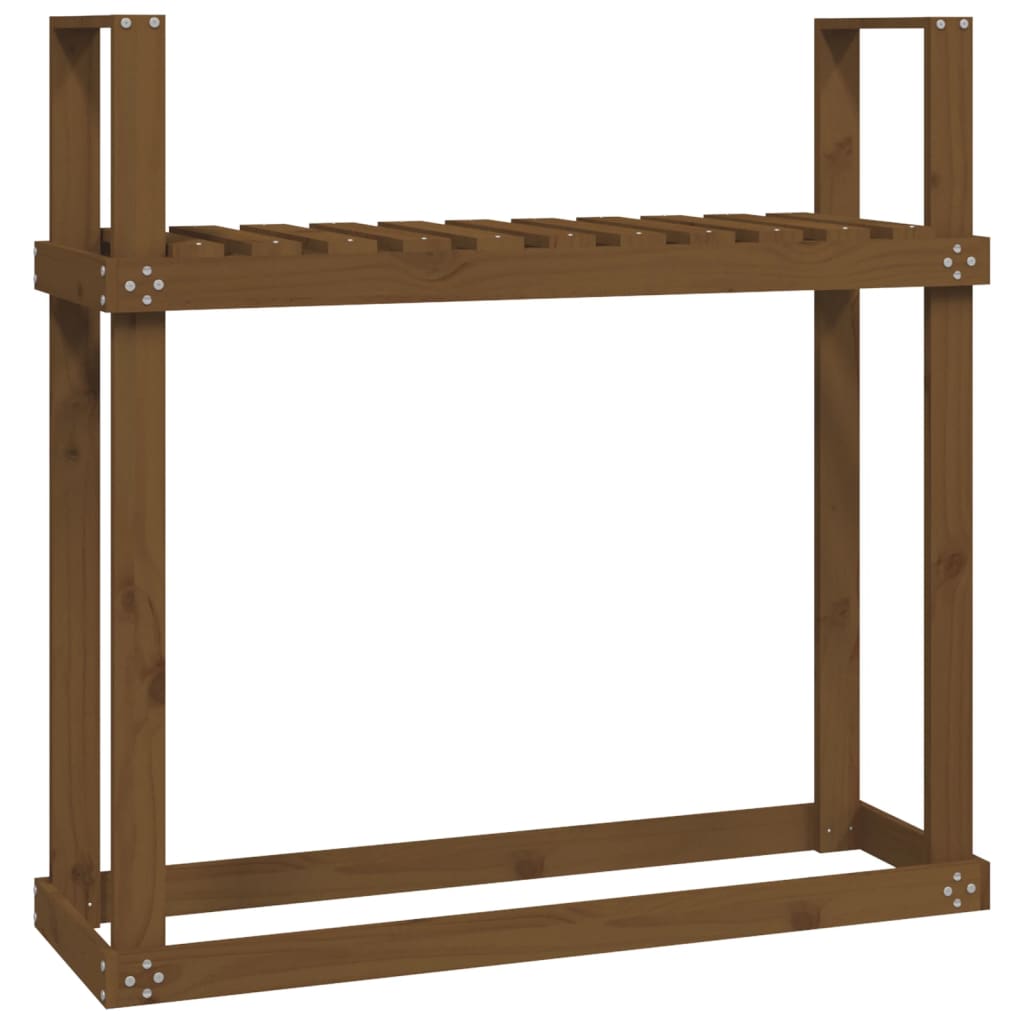 brændestativ 110x35x108,5 cm massivt fyrretræ gyldenbrun