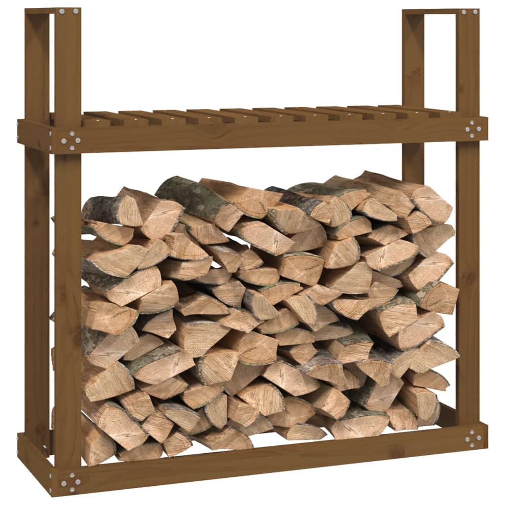 brændestativ 110x35x108,5 cm massivt fyrretræ gyldenbrun