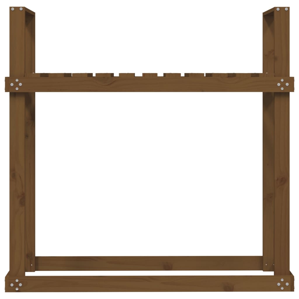 brændestativ 110x35x108,5 cm massivt fyrretræ gyldenbrun