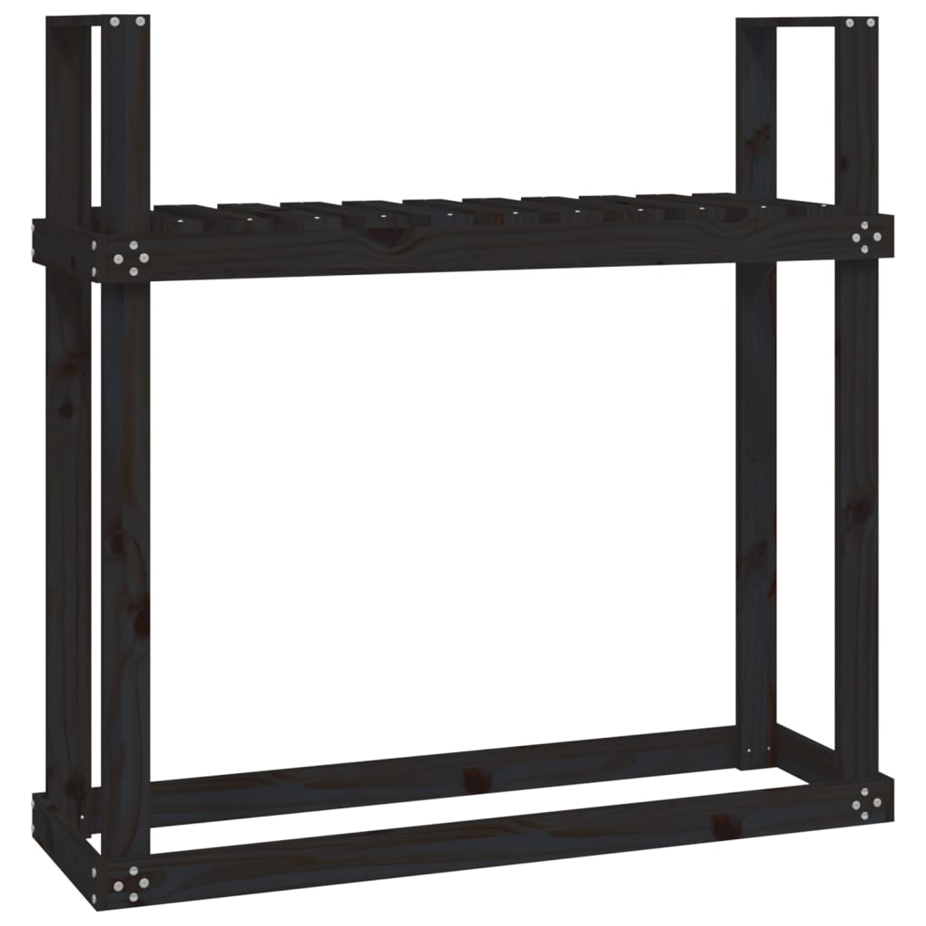 brændestativ 1110x35x108,5 cm massivt fyrretræ sort