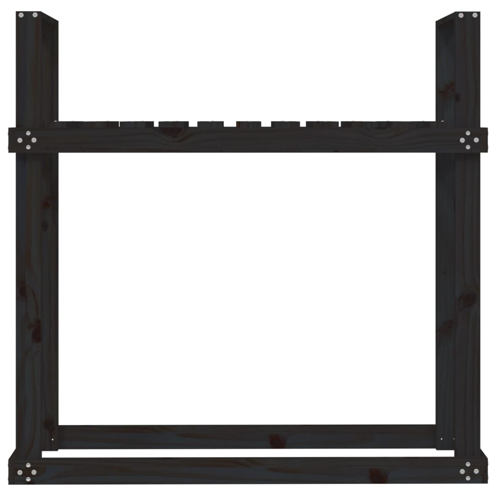 brændestativ 1110x35x108,5 cm massivt fyrretræ sort