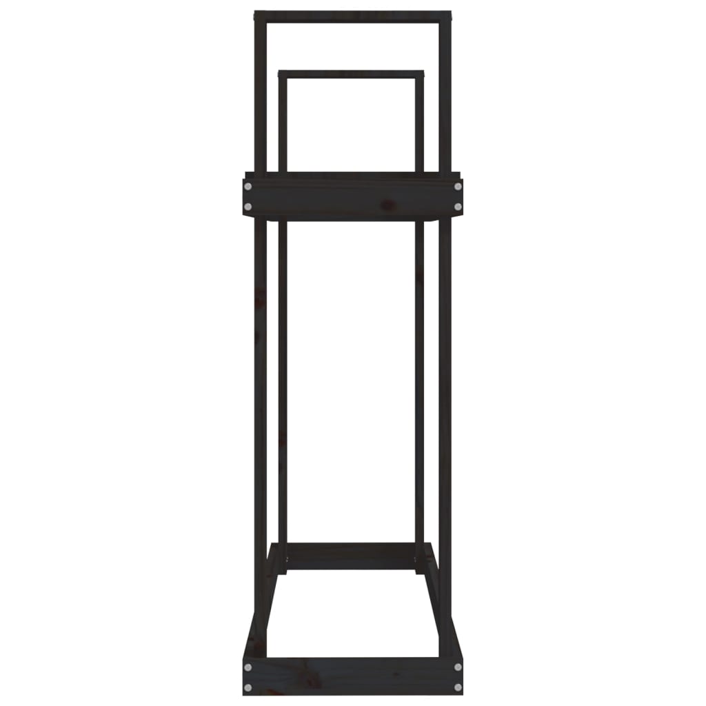 brændestativ 1110x35x108,5 cm massivt fyrretræ sort