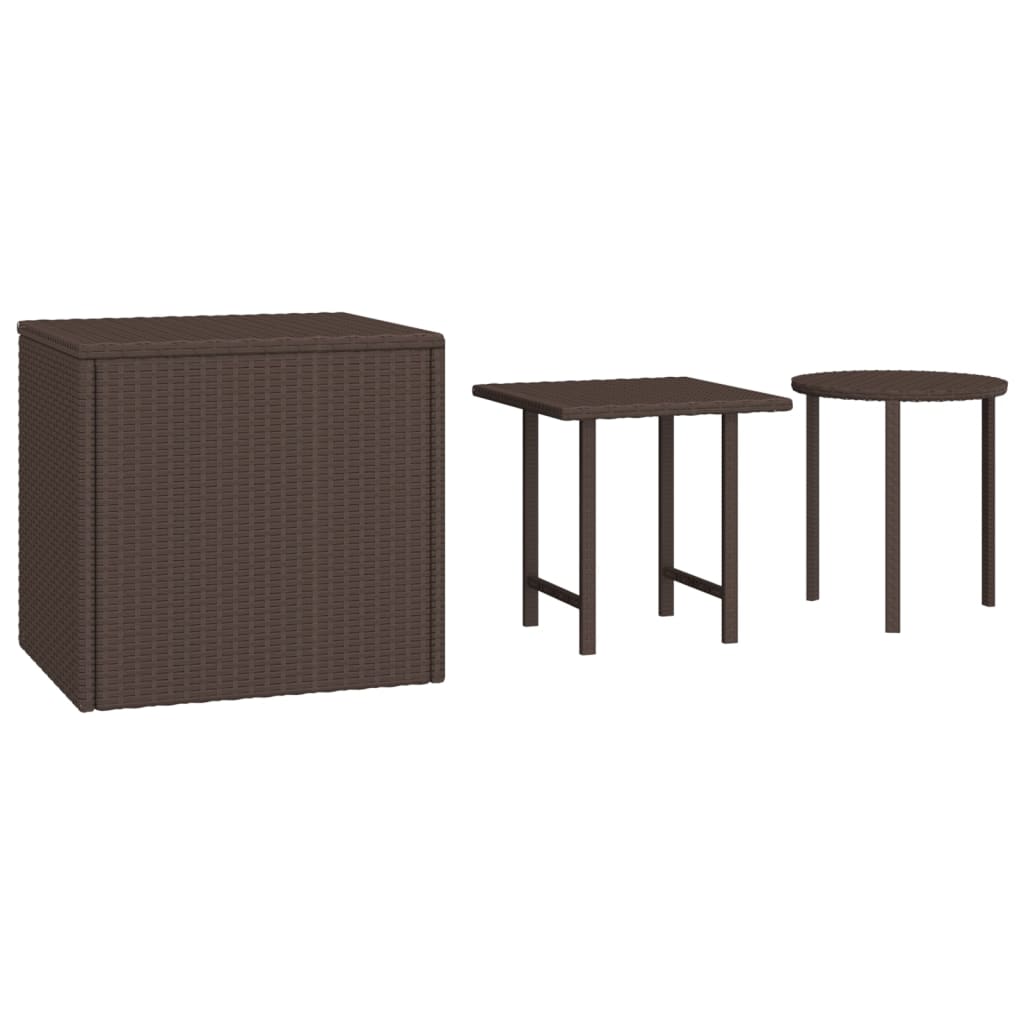 sideborde 3 stk. polyrattan brun