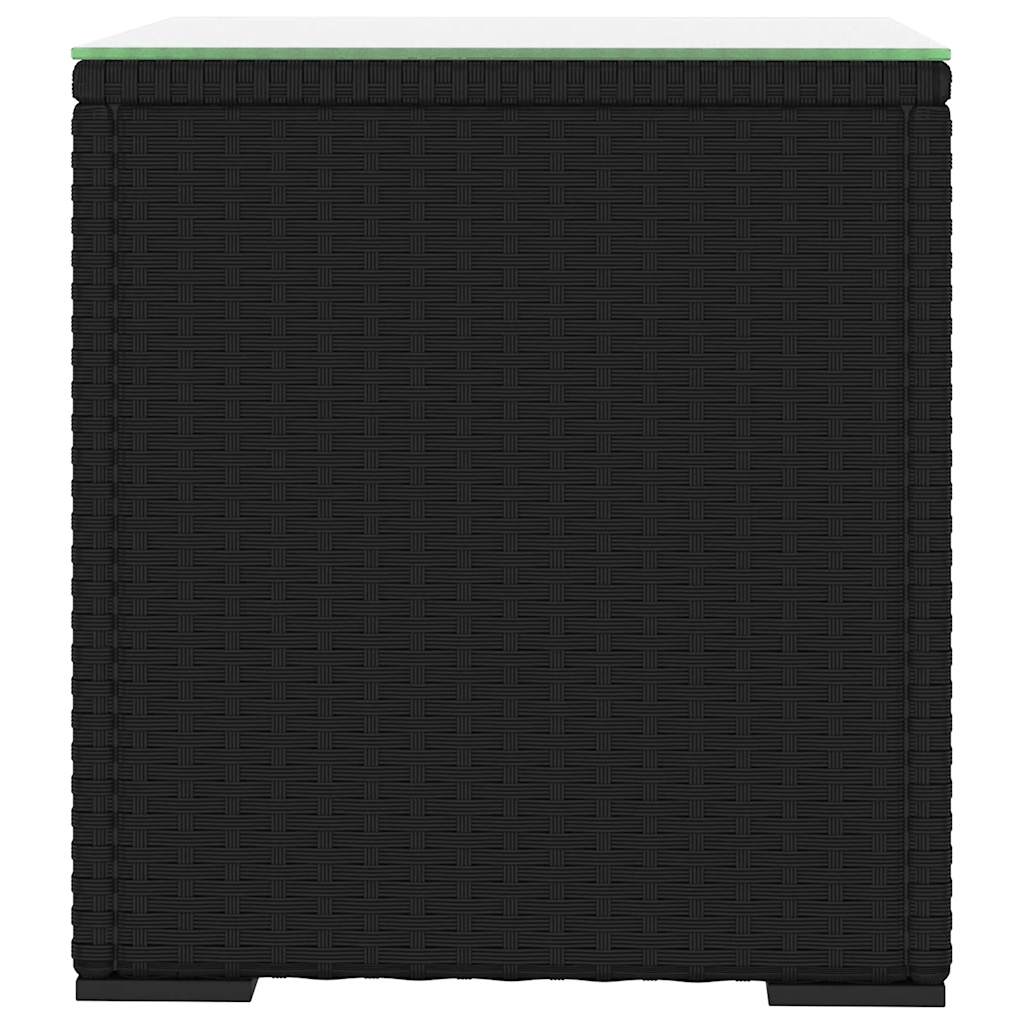 sidebord 40x37x40,5 cm polyrattan og hærdet glas sort